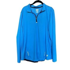 Fila sport 1/4 zip pull over blue size large lightweight reflective strips